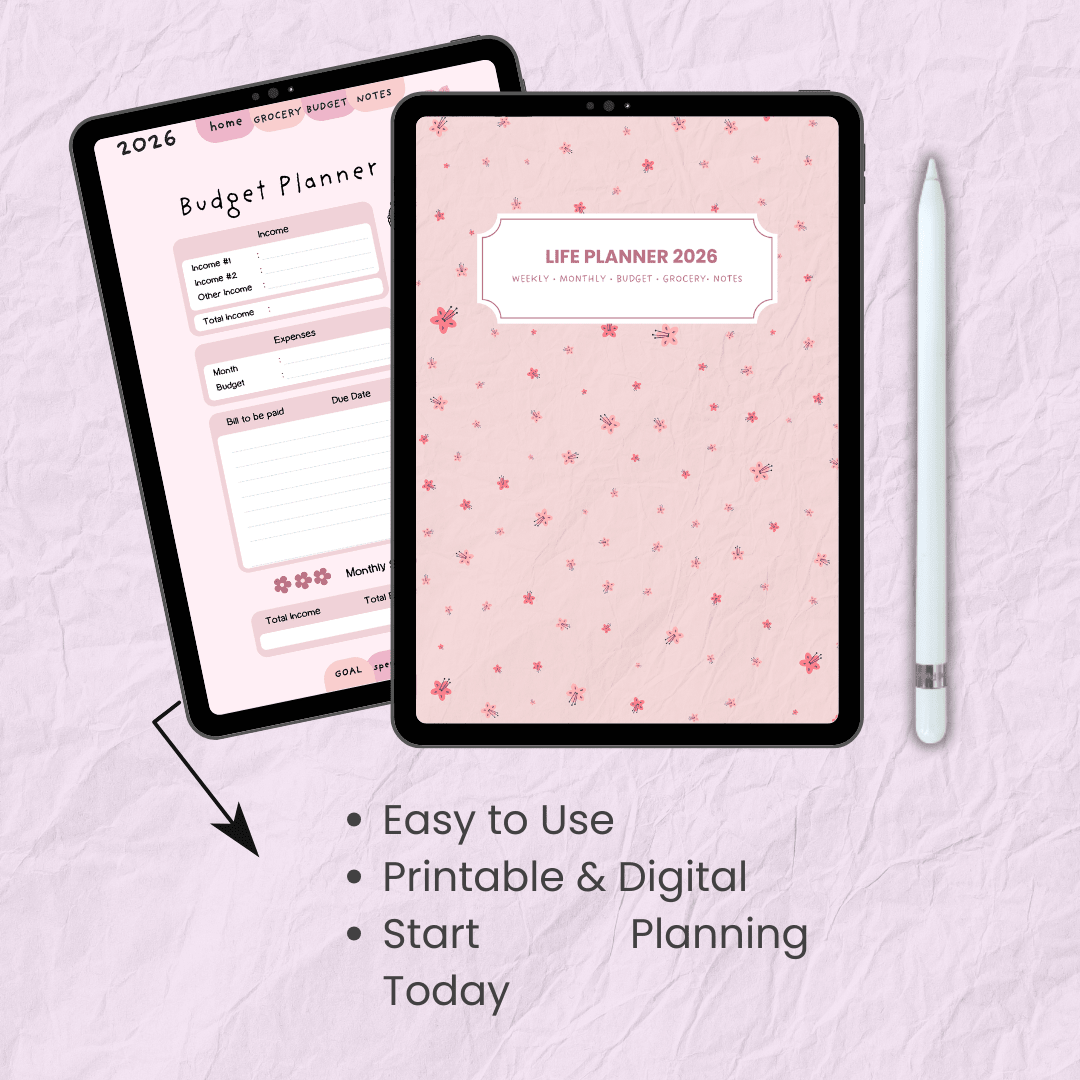 2026 Life Planner | PDF Budget Tracker | Goodnotes iPad | 23+ Pages