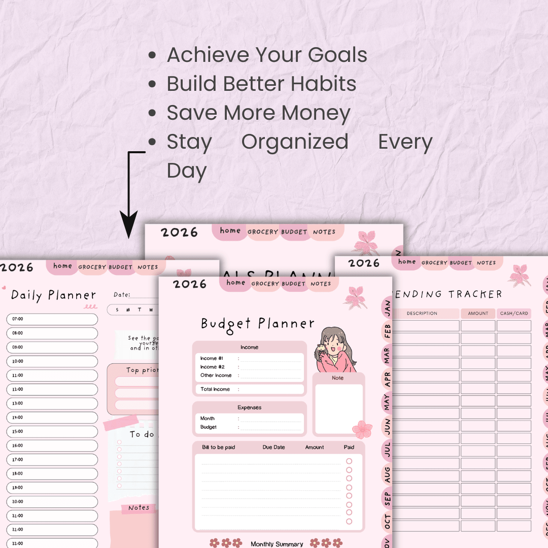 2026 Life Planner | PDF Budget Tracker | Goodnotes iPad | 23+ Pages
