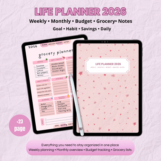 2026 Life Planner | PDF Budget Tracker | Goodnotes iPad | 23+ Pages
