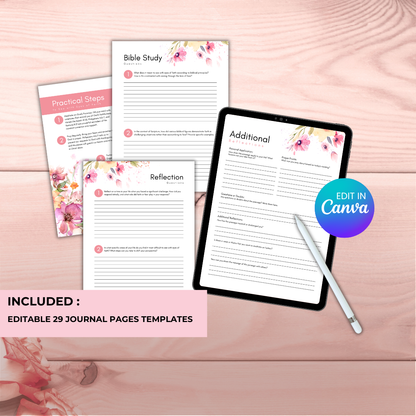 Faith Over Fear Bible Journal | 29 Templates | 31-Day Reading Plan | Canva Editable PDF