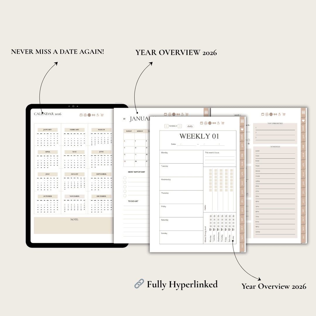 Life Planner 2026 | Digital Planner PDF | Goodnotes iPad Planner | 149+ Pages