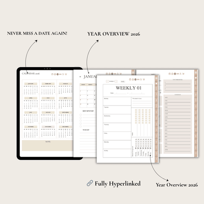 Life Planner 2026 | Digital Planner PDF | Goodnotes iPad Planner | 149+ Pages